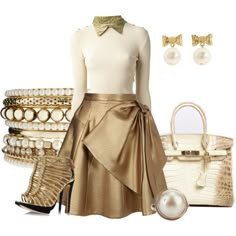 gold skirt outfit
