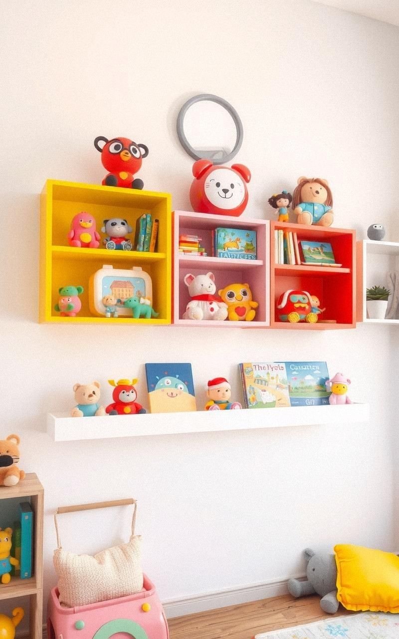 Colorful Wall Shelves To Display Treasures