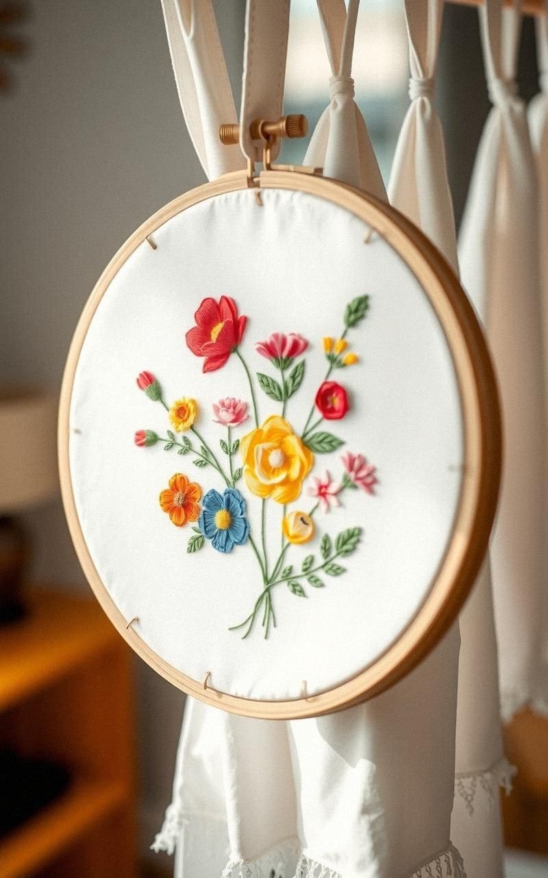 Embroidery Hoop Art with Floral Designs