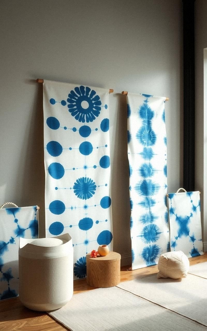 Shibori-Dyed Fabric Wall Panels