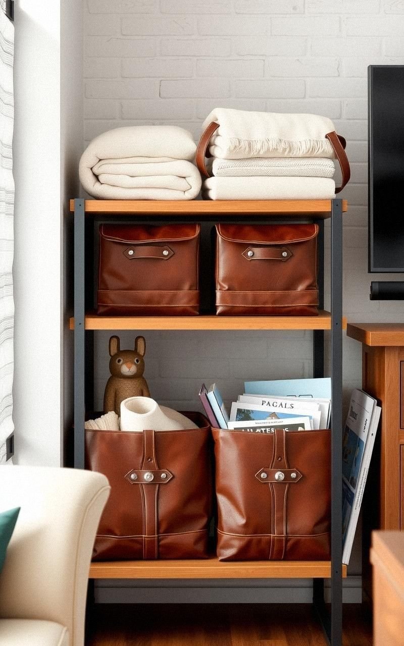 Distressed Leather Bins For Soft Yet Durable Storage