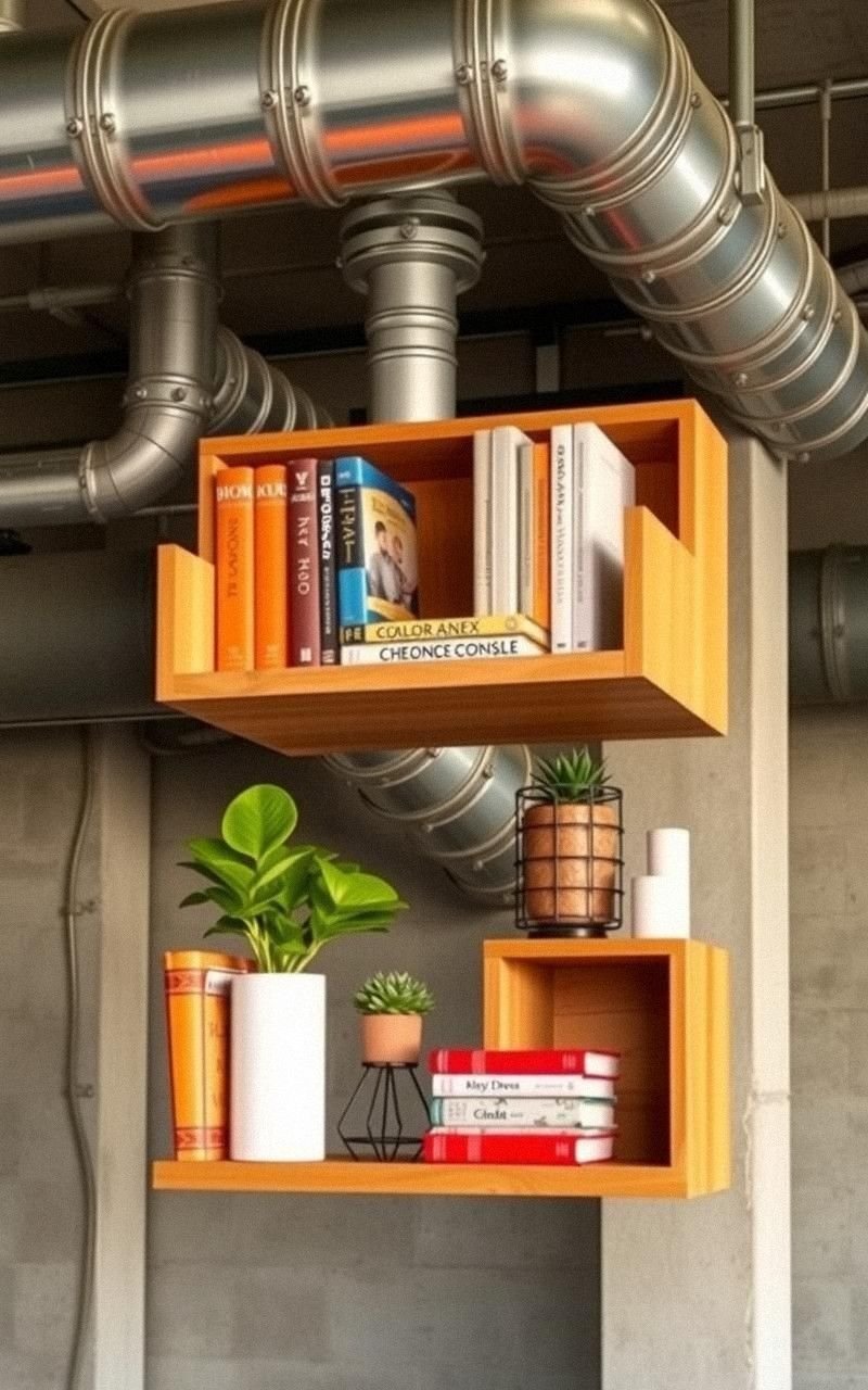 Exposed Ductwork Shelves For Unexpected Storage