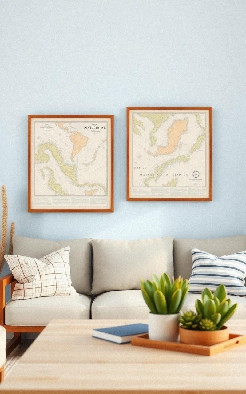 Nautical Maps Framed As Wall Decor