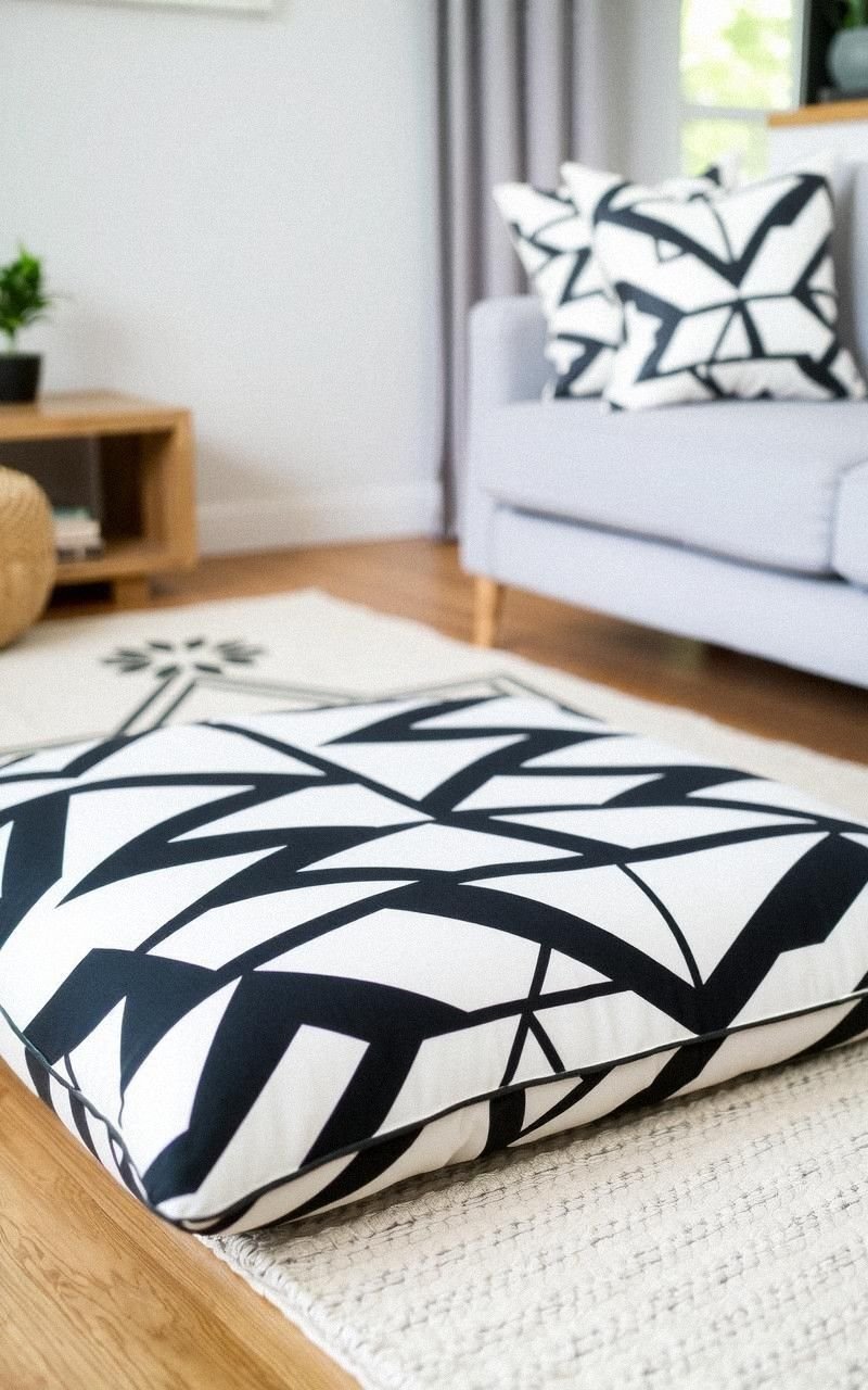 Geometric Print Floor Cushion For Modern Flair