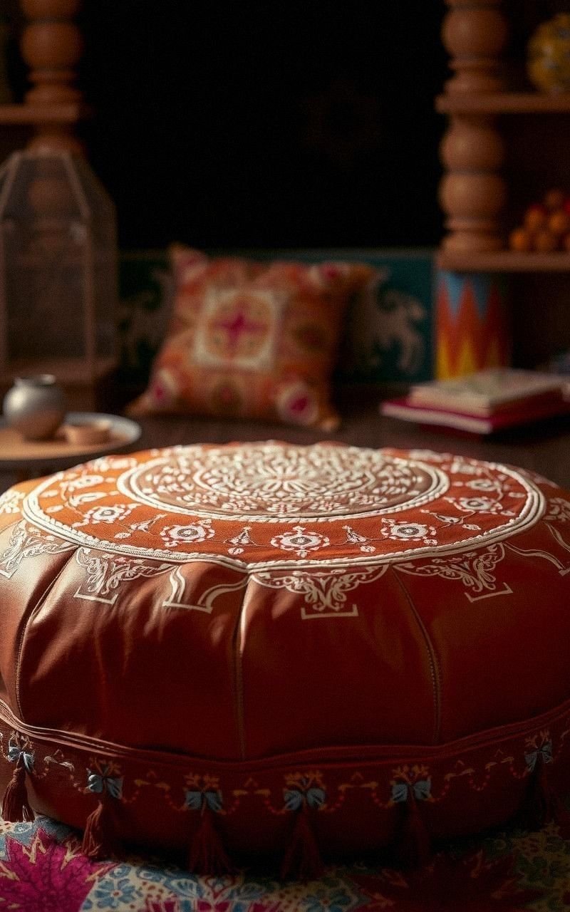 Moroccan Pouf Style Floor Cushion For Exotic Touch