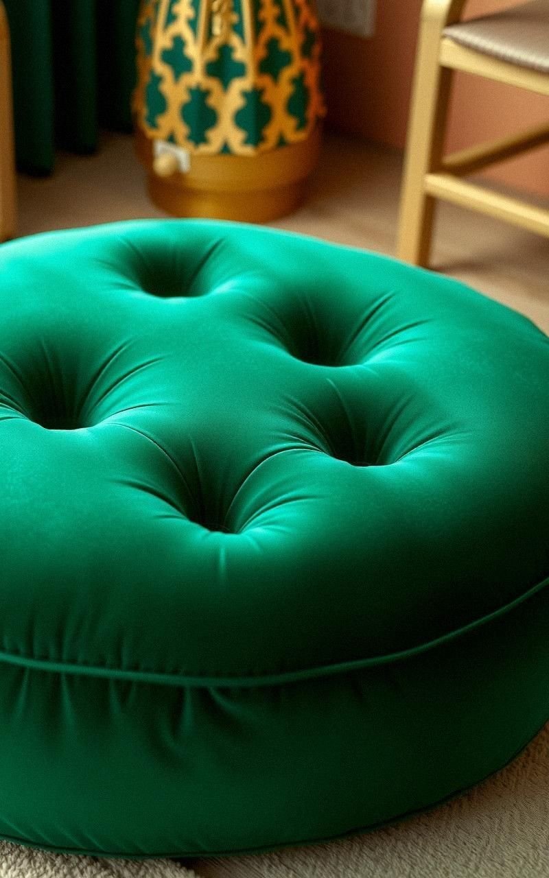 Round Velvet Floor Cushion With Elegant Shine