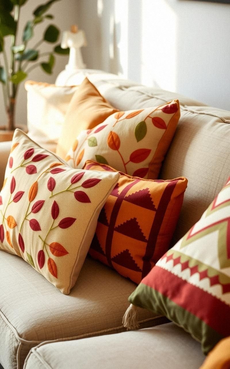 Incorporate Earthy Patterned Throw Pillows