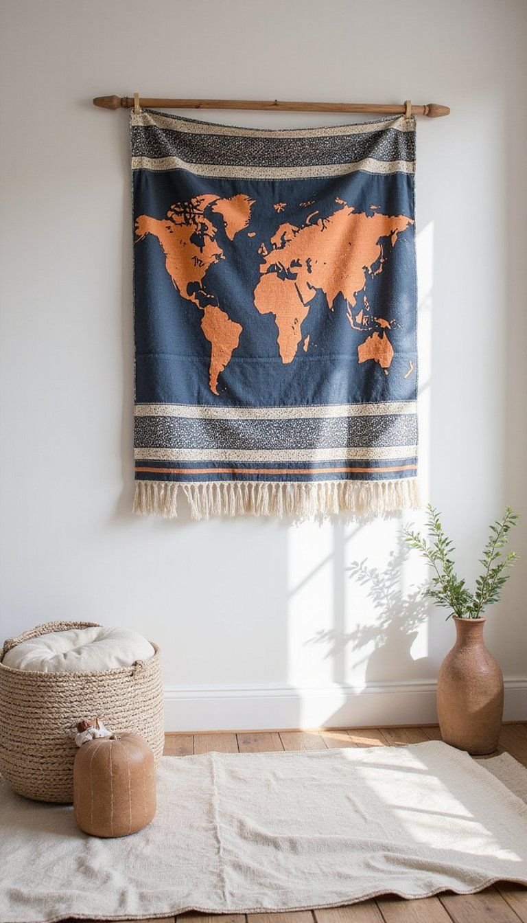 Global Textile Quilt As Wall Art Focal