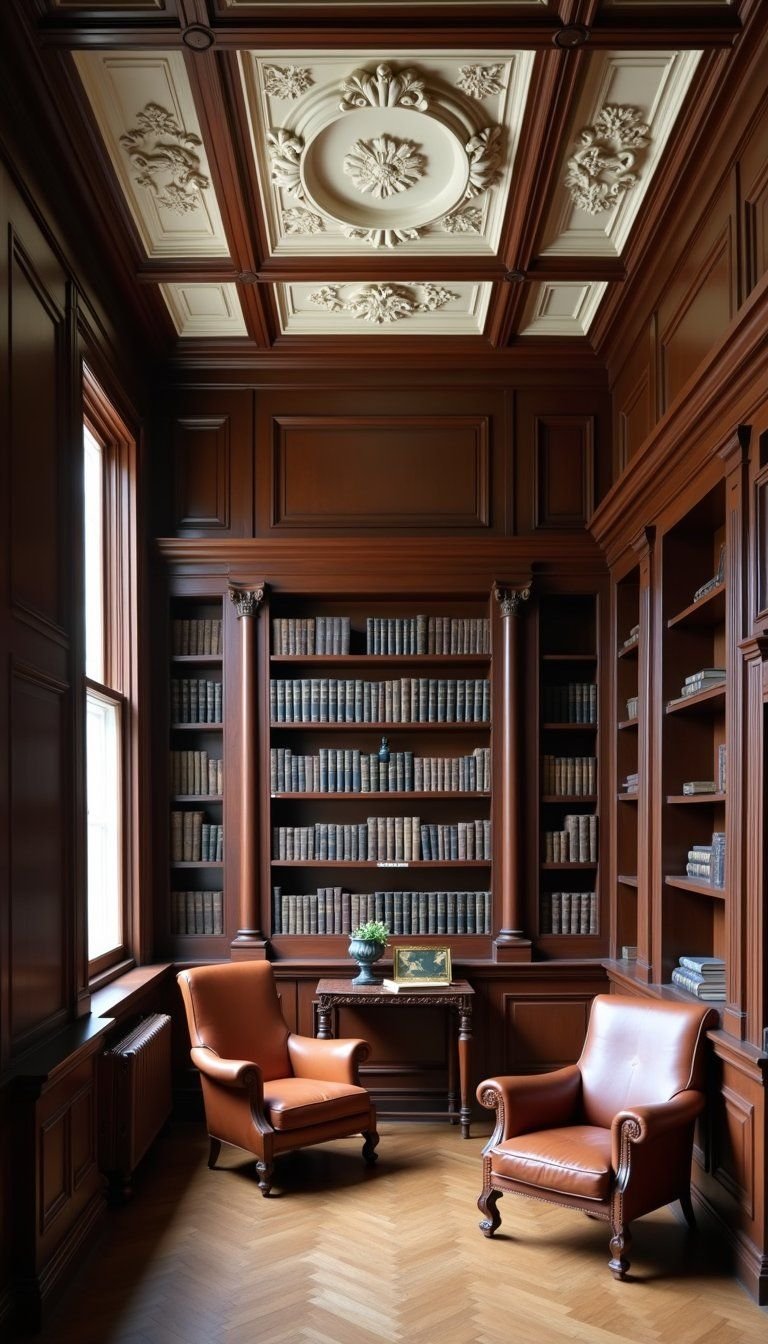 Medallion Paired With Coffered Ceiling For Depth