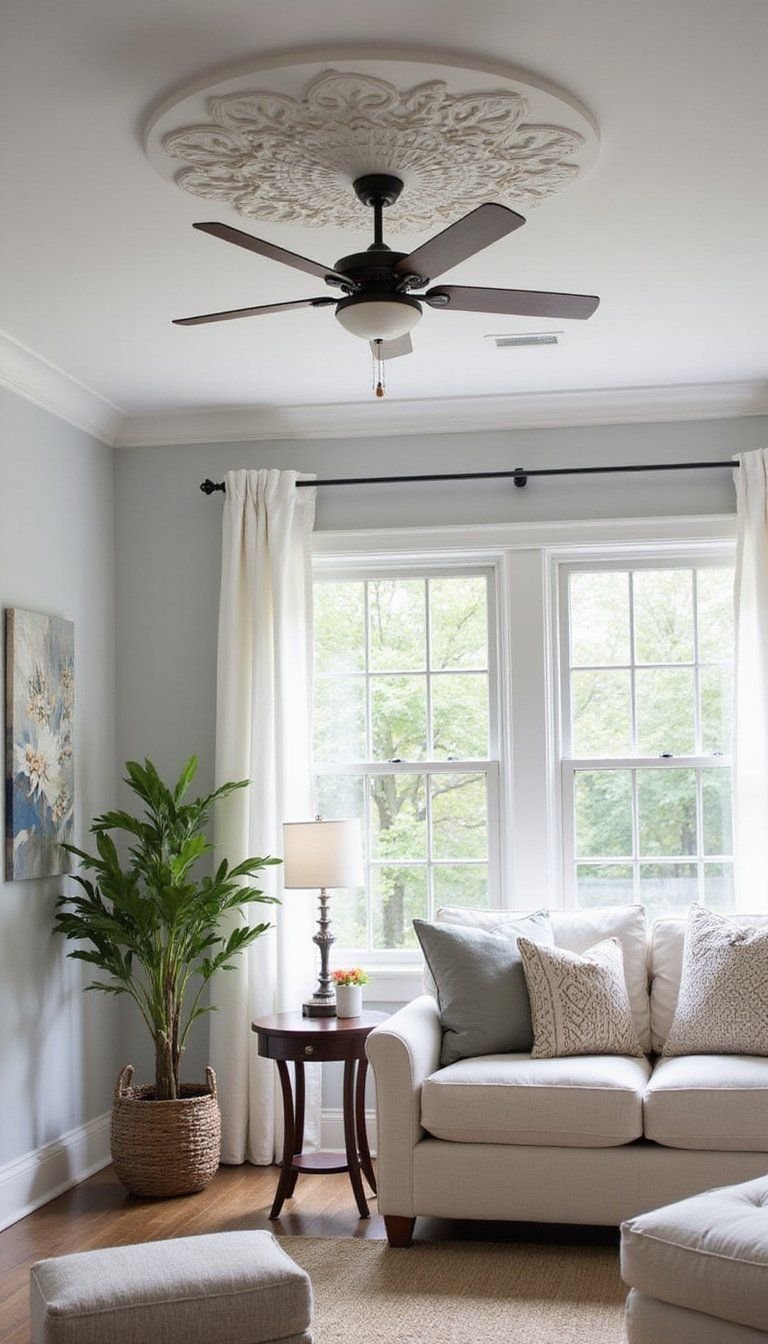 Medallion With Ceiling Fan For Functional Flair