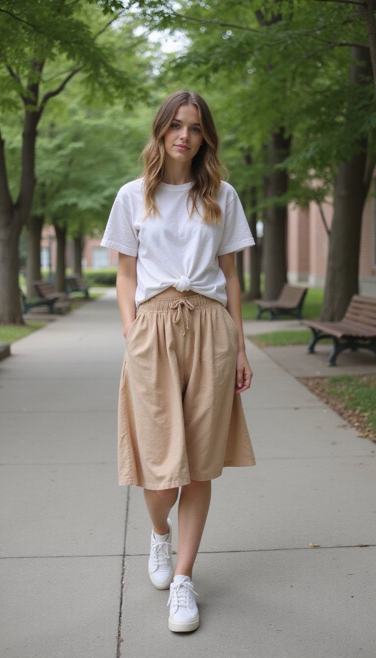 Midi Skirt And Oversized Band Tee Look