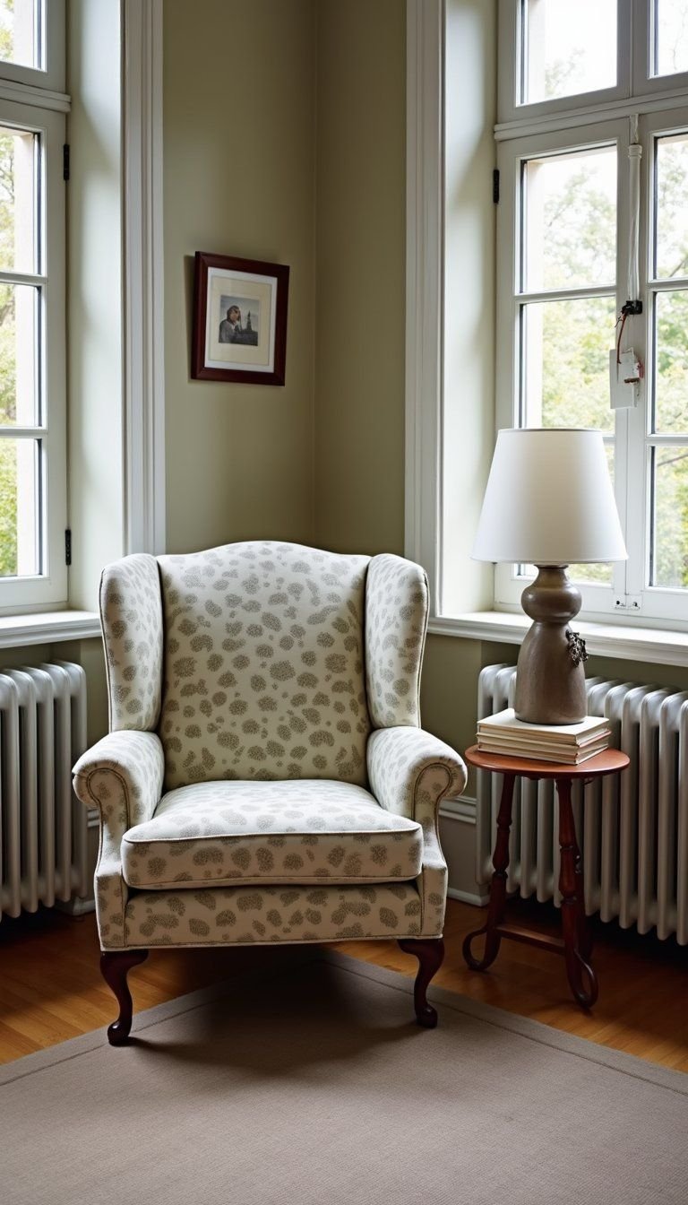 Classic Wingback Chair Anchoring A Reading Nook