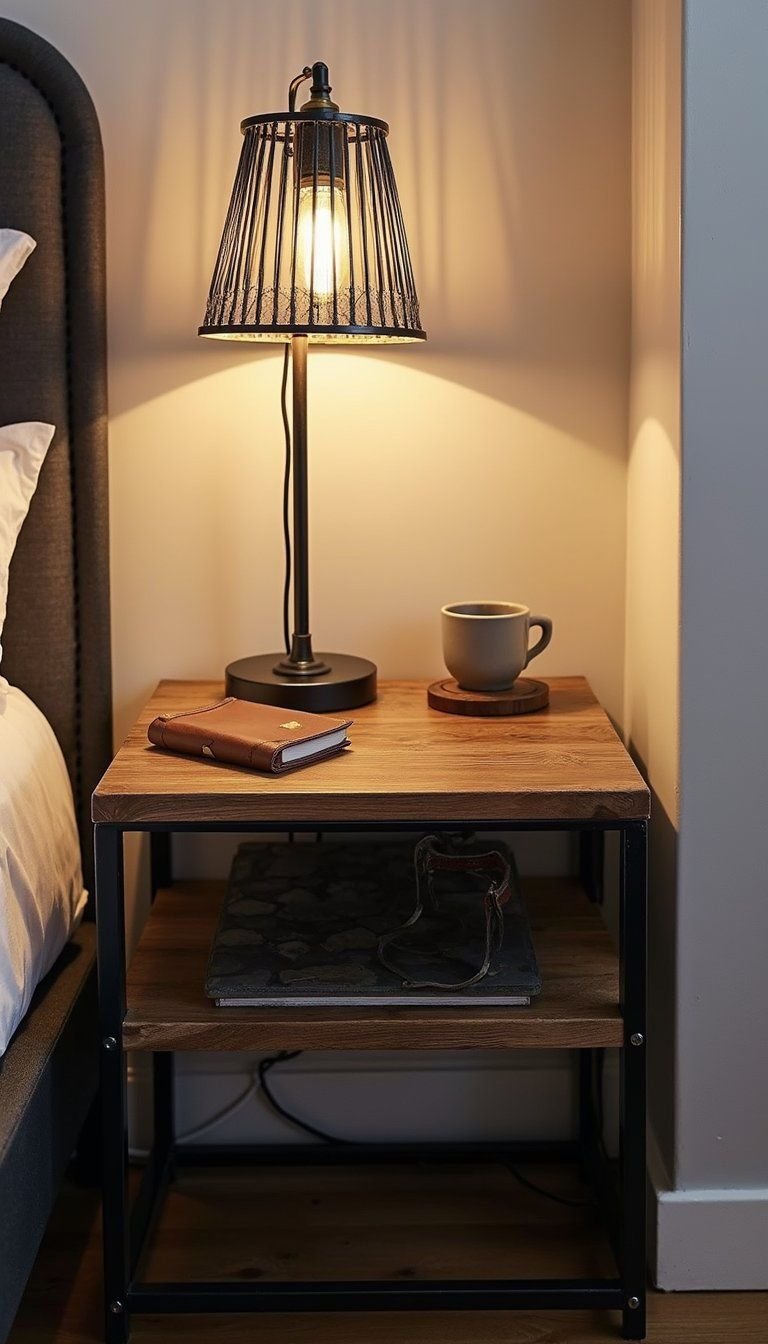 Industrial Nightstand With Metal And Reclaimed Wood