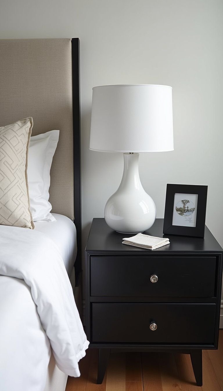 Monochrome Nightstand With Graphic Black And White