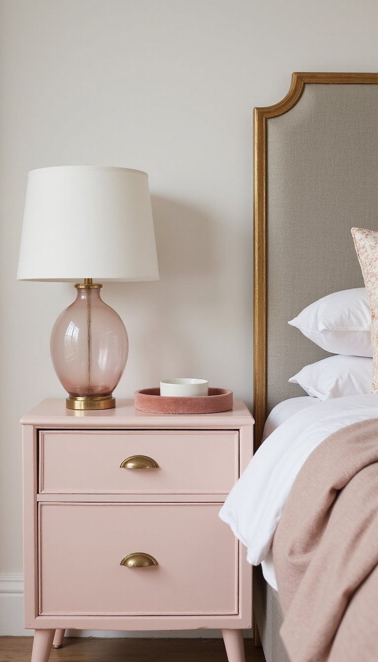 Pastel Feminine Nightstand With Soft Accents