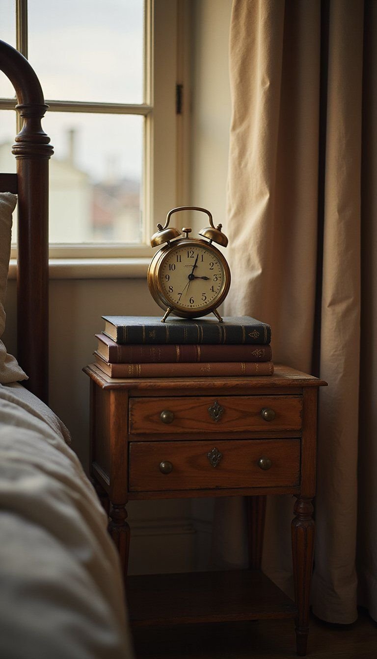 Vintage Finds Nightstand With Antiques And Books