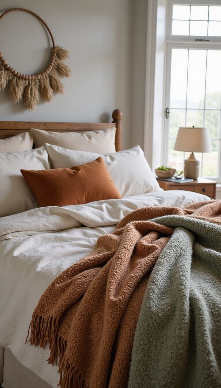 Layered Throws In Earth Tone Palette