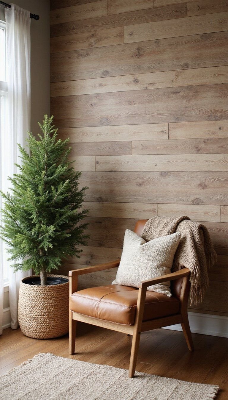 Faux Wood Plank Wallpaper For Warm Rustic Accent