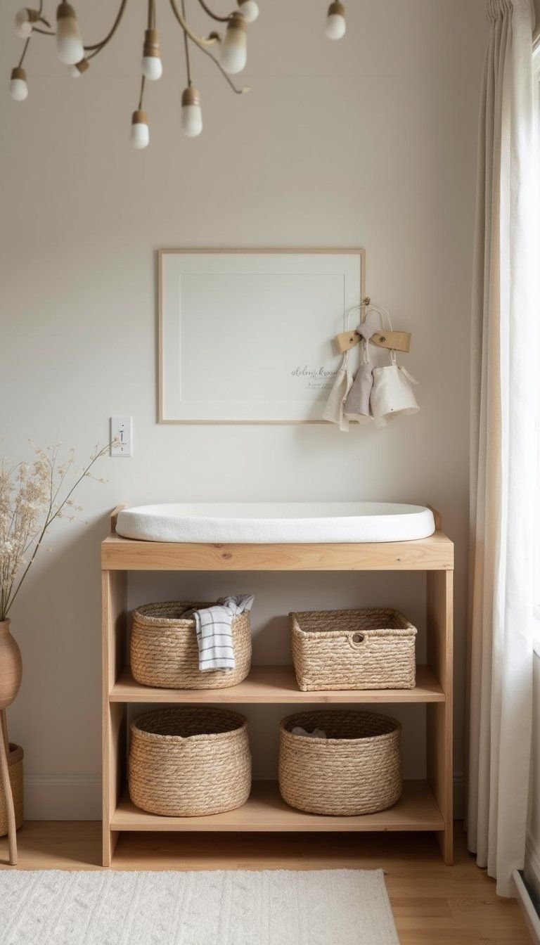 Neutral Safari Changing Station With Open Shelves