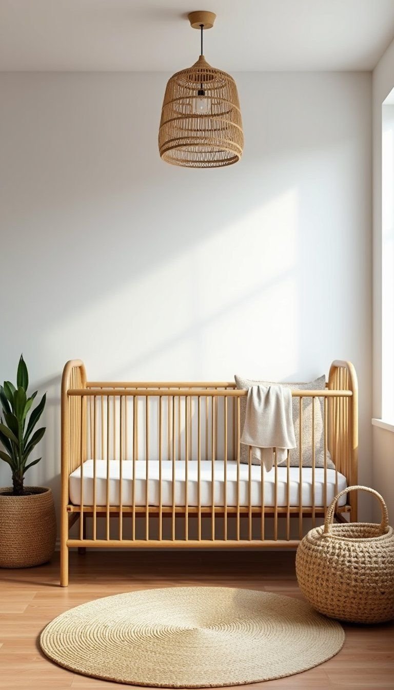 Rattan Crib And Woven Natural Texture Layering