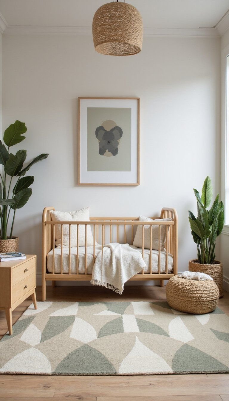 Safari-Themed Rug In Muted Tones And Shapes