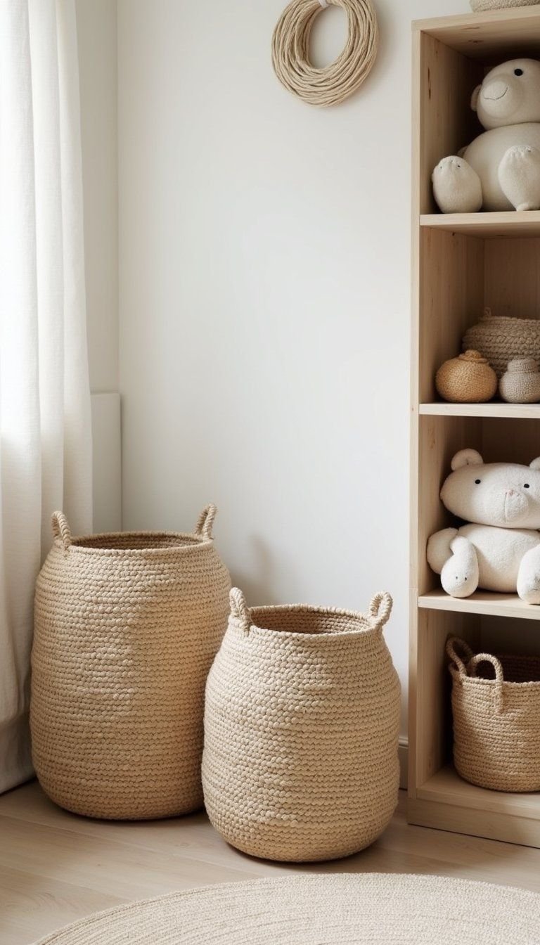 Textured Woven Baskets For Organized Toy Storage