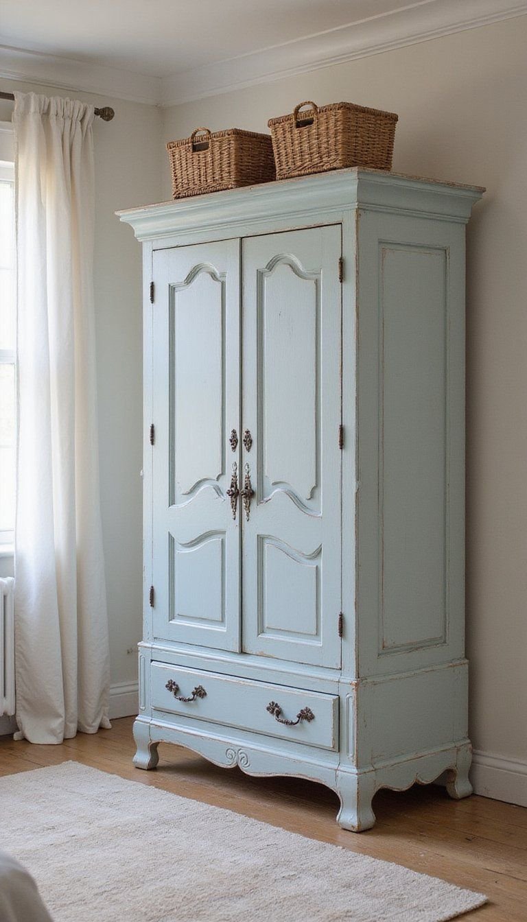 Chippy Painted Armoire For Clothes And Display