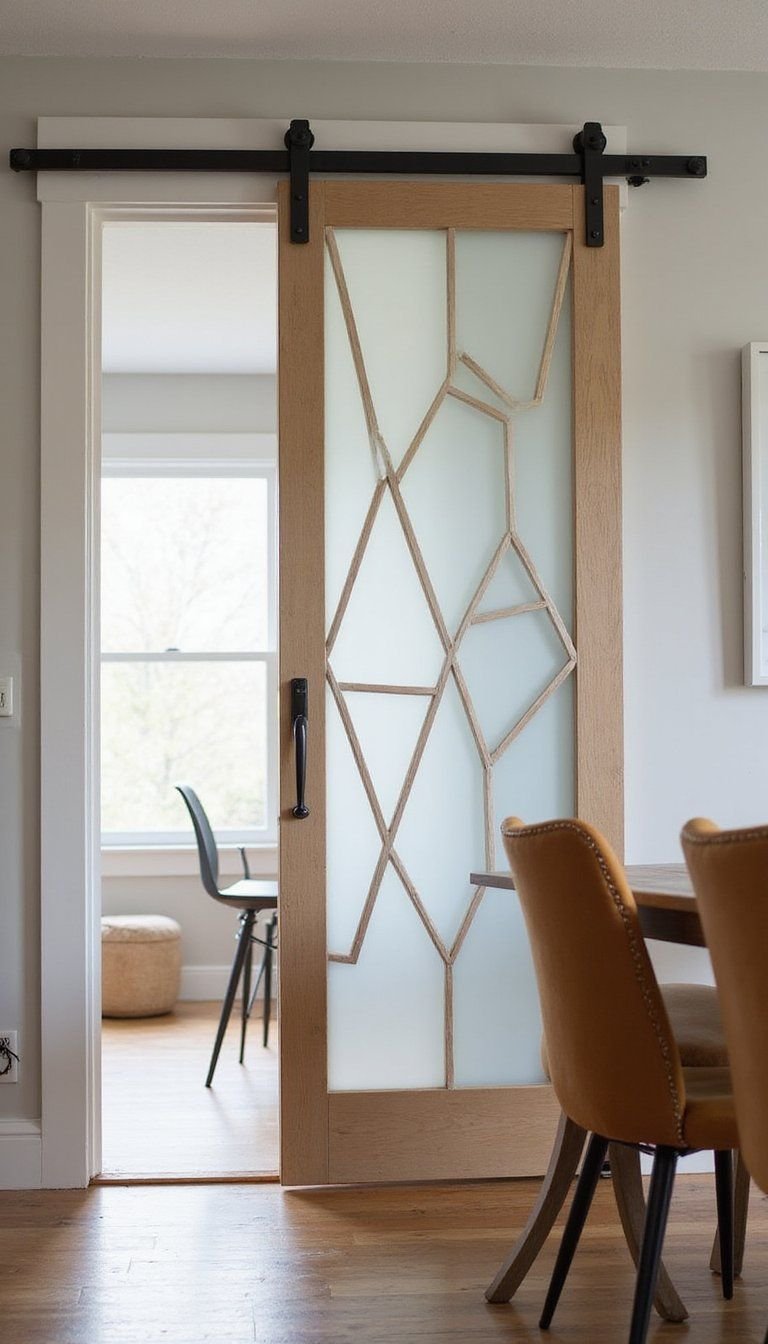 Geometric Cutout Sliding Barn Door For Modern Flair