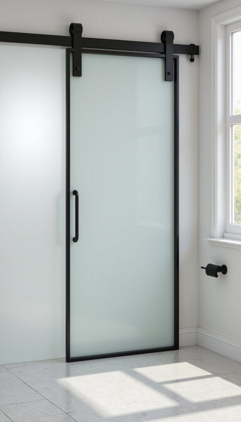 Sleek Modern Frosted Glass Sliding Door