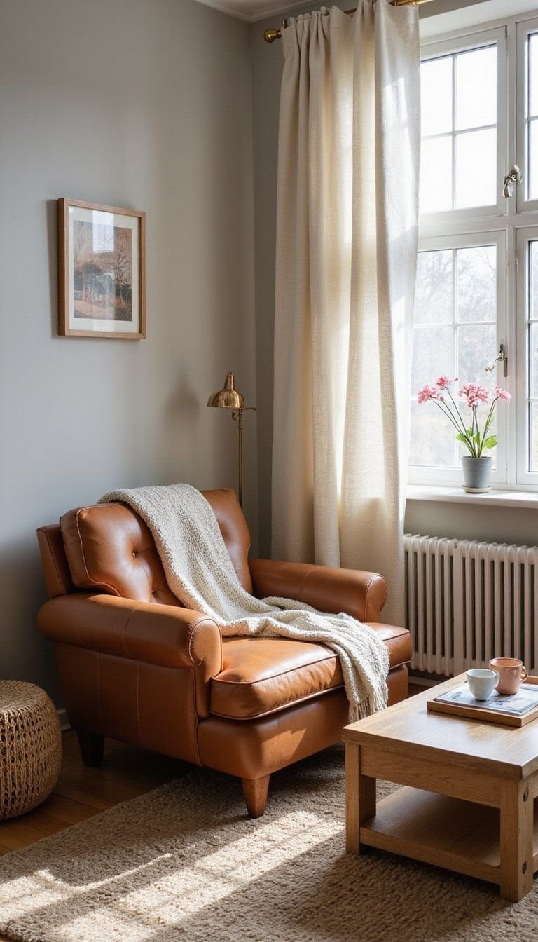 Leather And Beaded Accent Chairs With Fringe