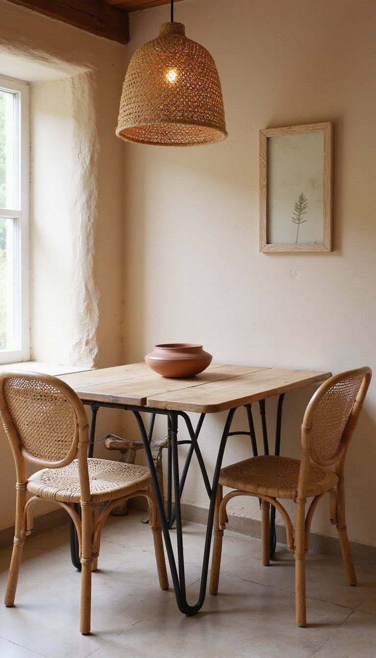 Rattan And Iron Mixed Material Dining Nook