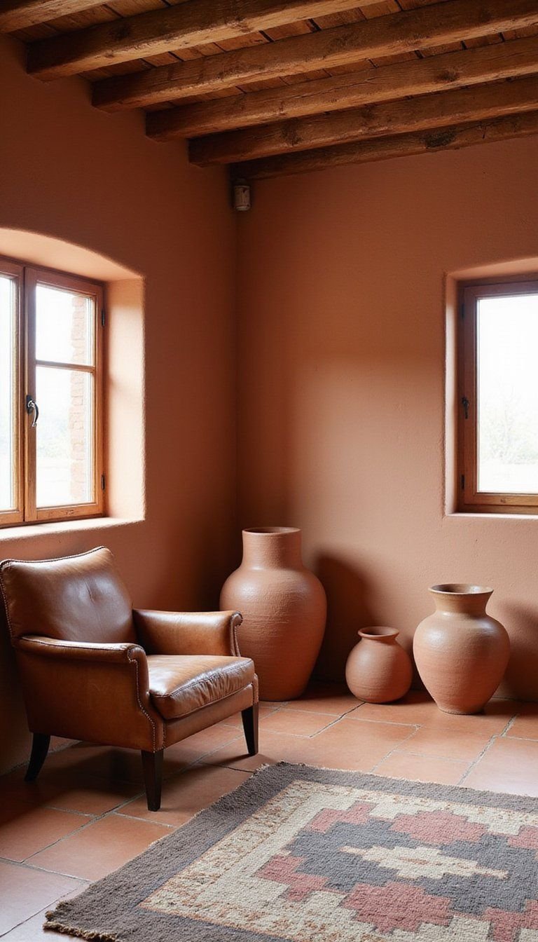 Terracotta Walls And Textured Adobe Accents