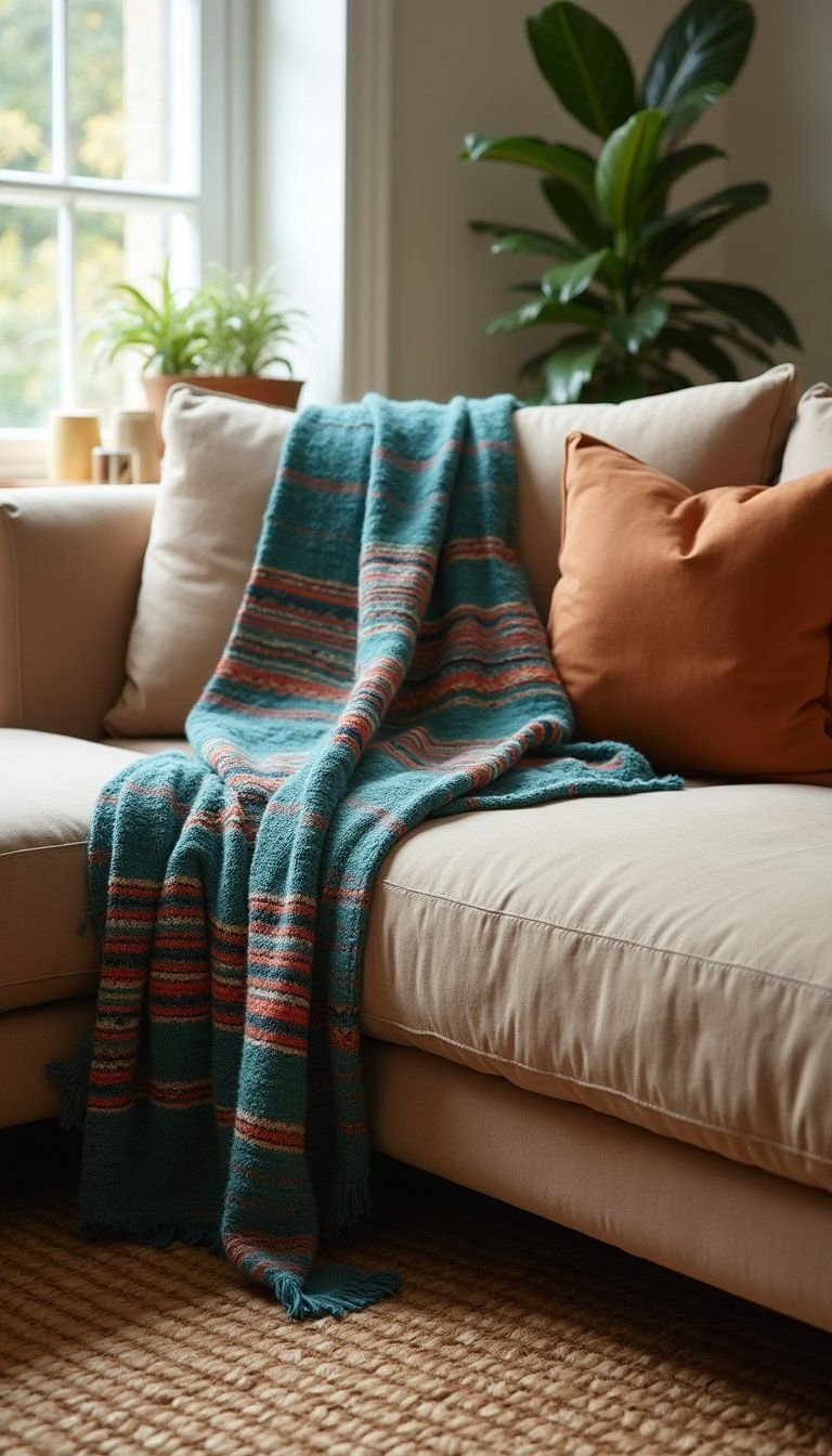 Turquoise And Rust Serape Throw Combo