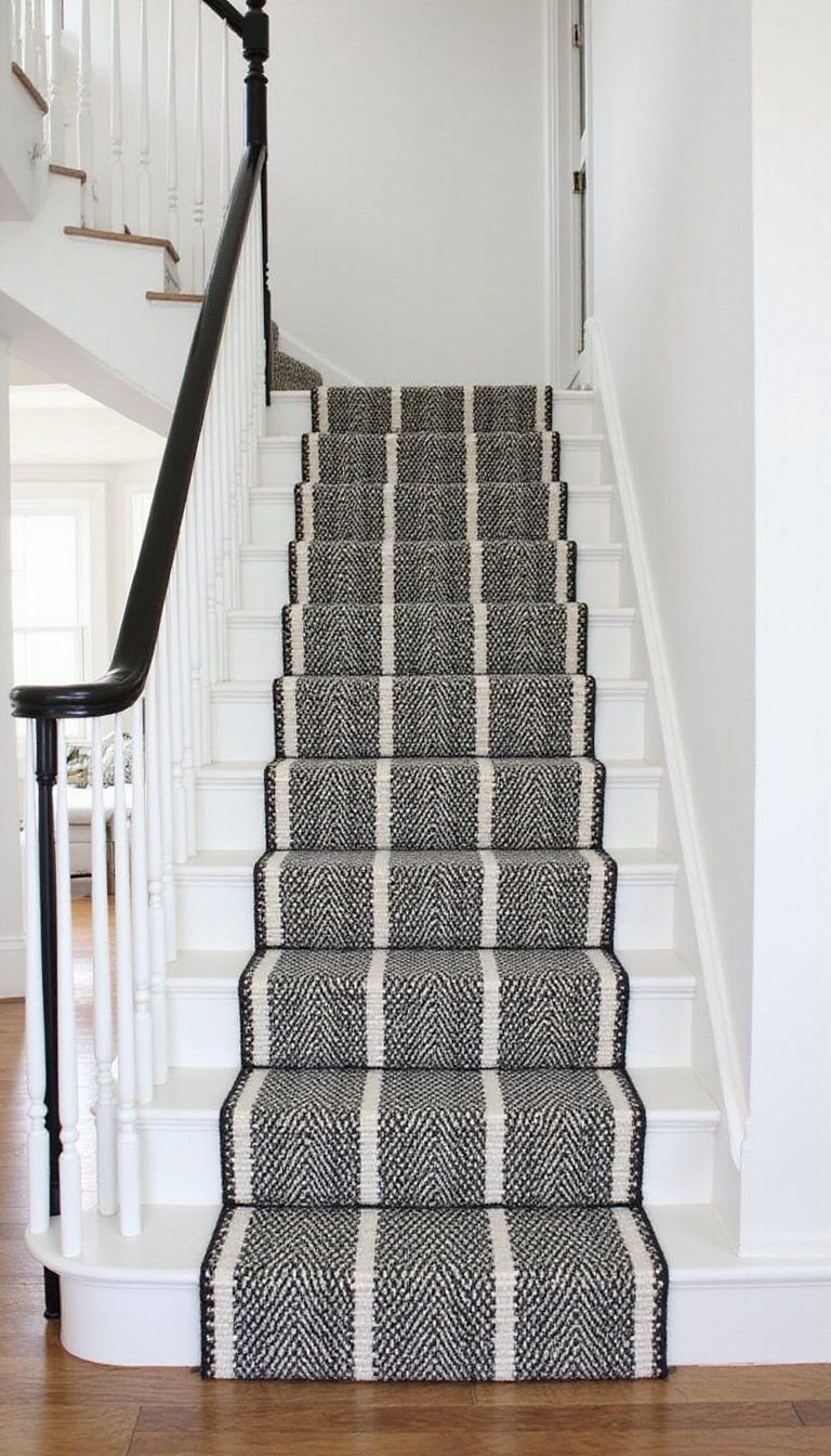 Graphic Black And White Stripe Runner