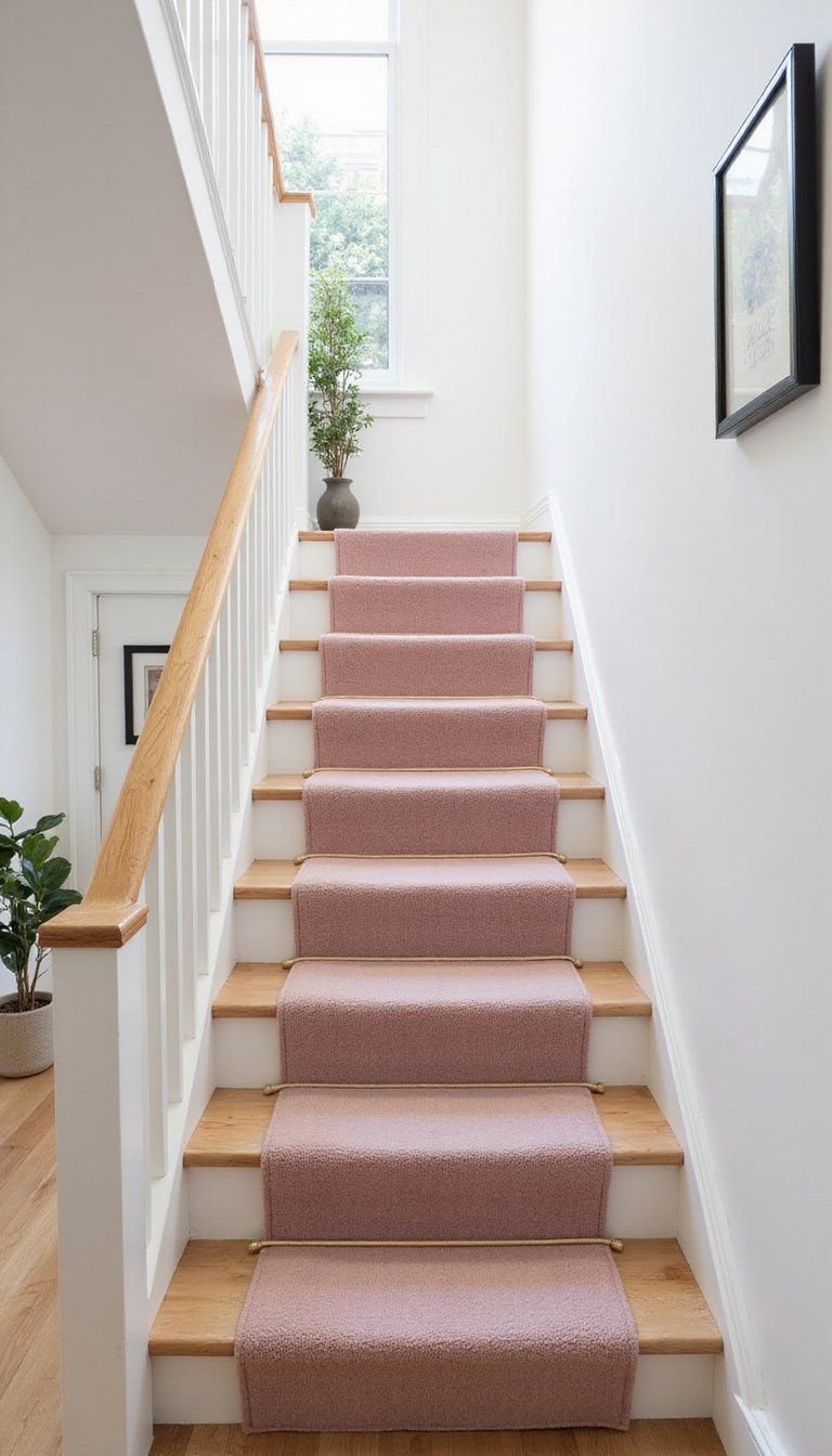 Narrow Stair Runner In Soft Pastels