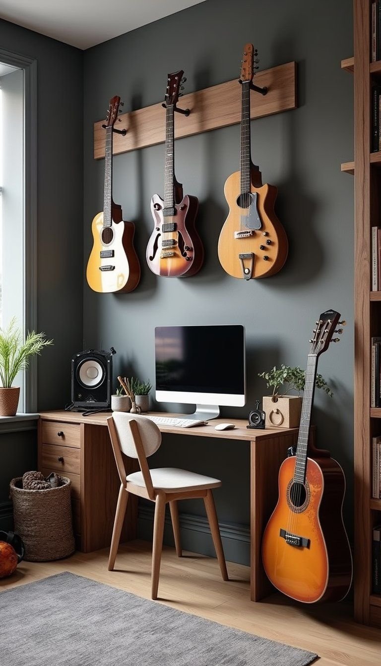 Music Lover’s Studio Style With Display Wall