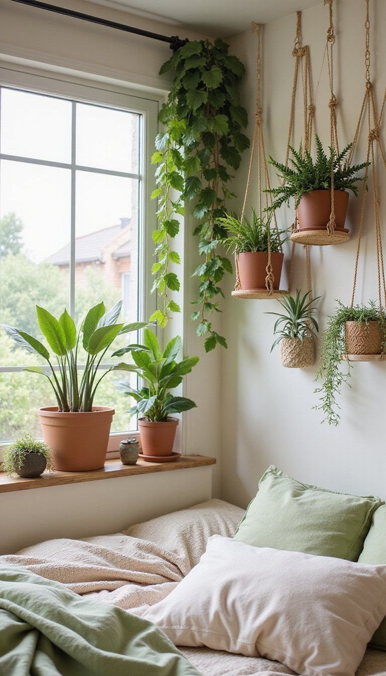Botanical Green Oasis With Hanging Plants