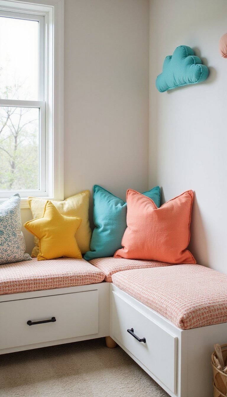 Playful Kids Pillows With Bright Shapes