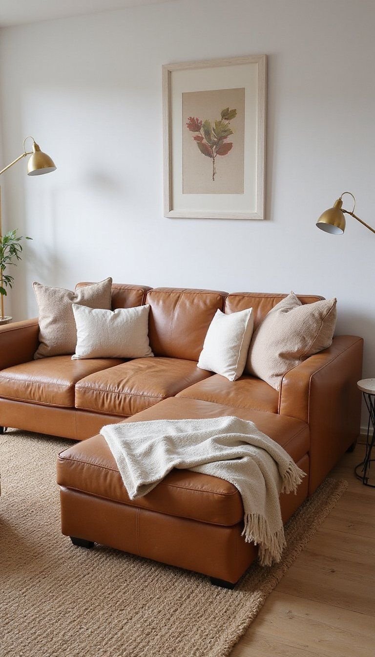 Leather Sofa Paired With Wool And Jute