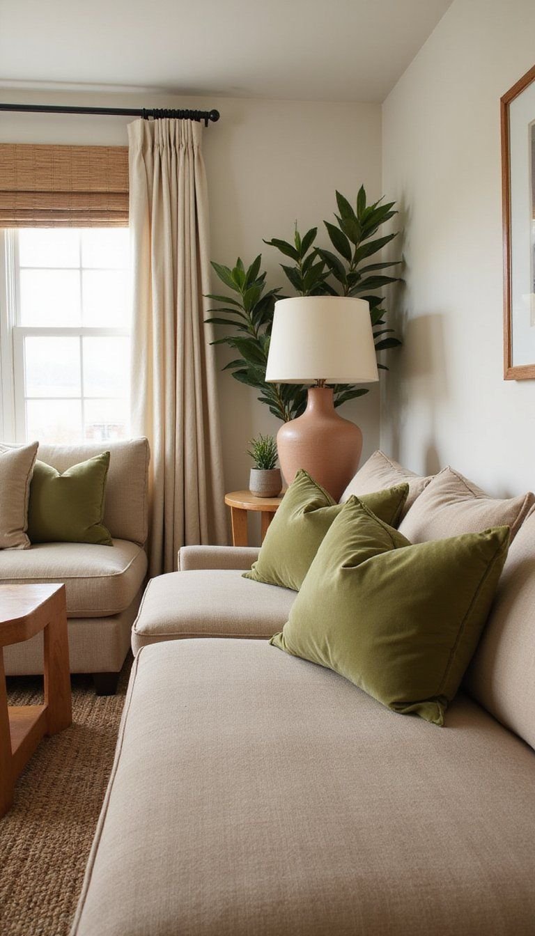 Olive Green Accents Among Neutral Layers