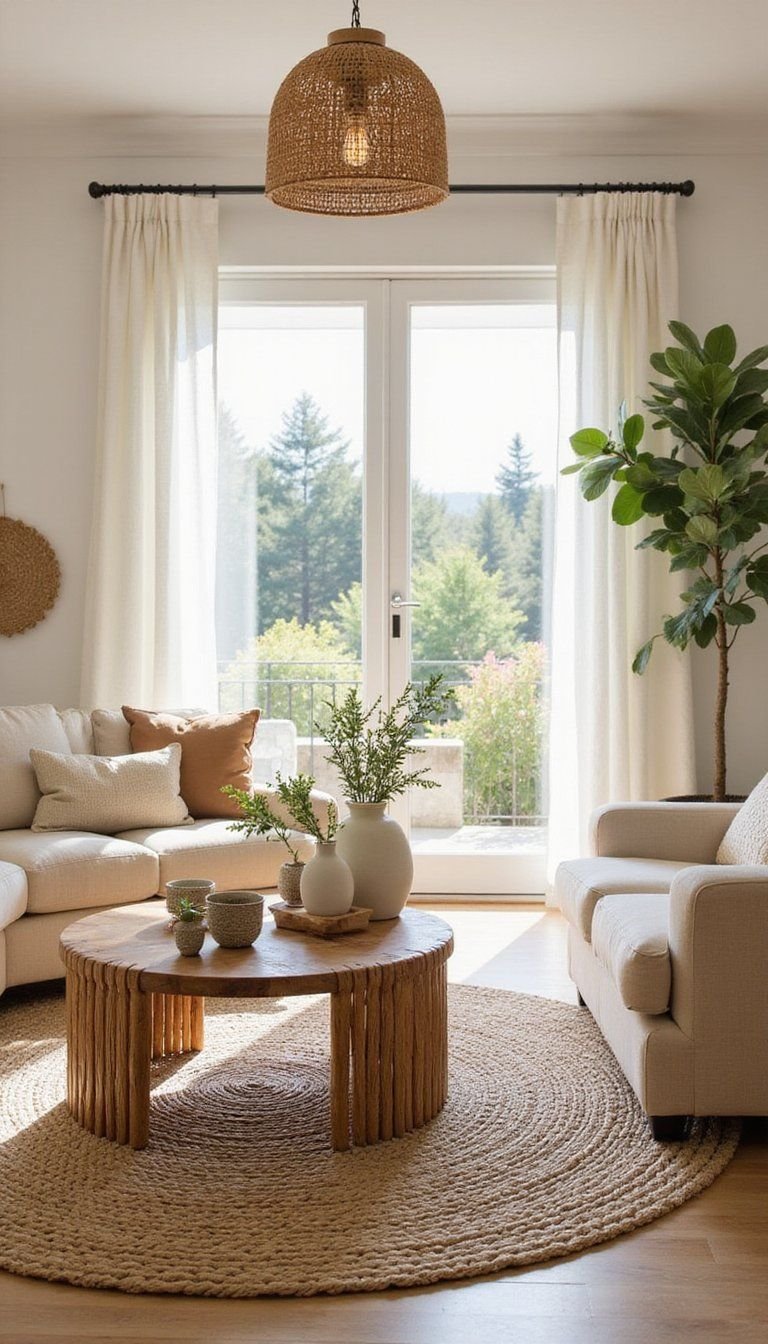 Rattan Coffee Table And Cane Lighting Glow