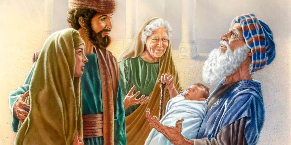 मरियम और यूसुफ यीशु को मन्दिर में ले आये