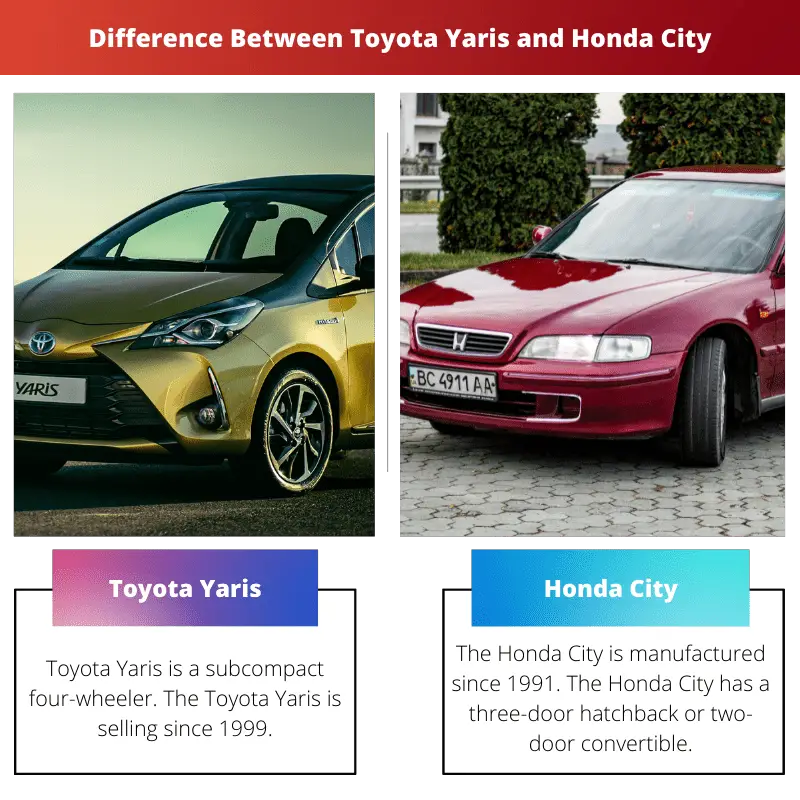 Difference Between Toyota Yaris and Honda City