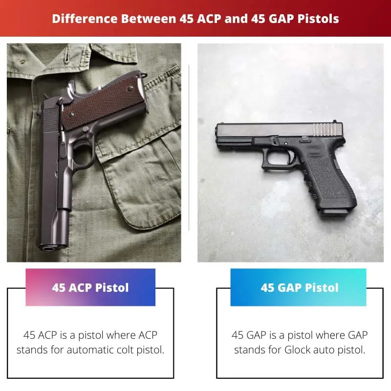 Différence entre les pistolets 45 ACP et 45 GAP