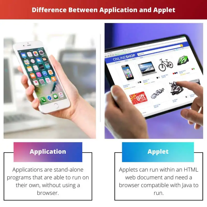 Diferença entre aplicativo e applet