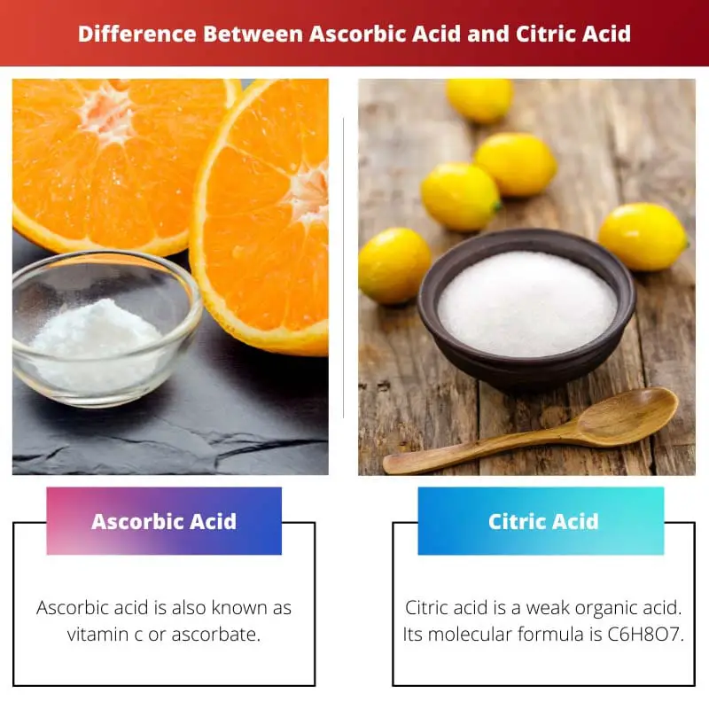 Difference Between Ascorbic Acid and Citric Acid
