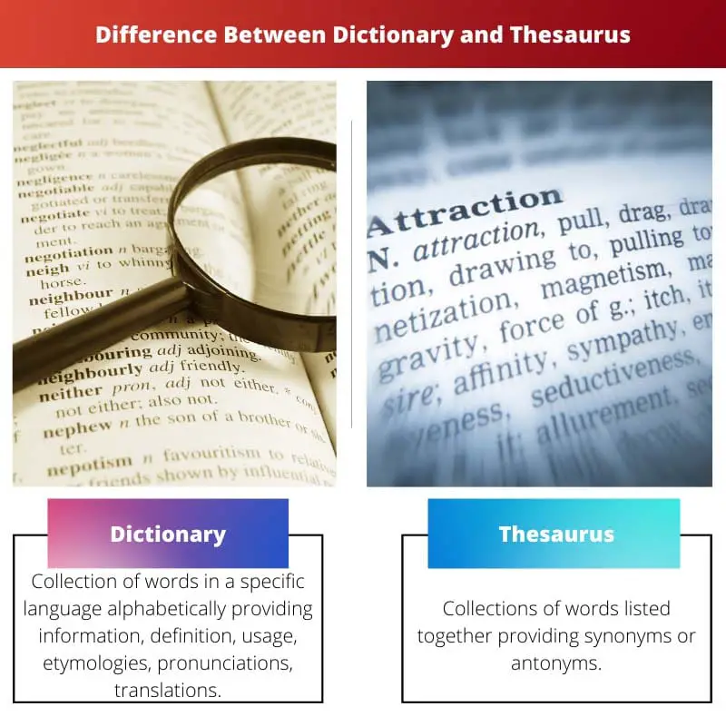 Ero sanakirjan ja tesaurusten välillä