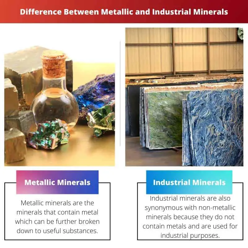 Atšķirība starp metāliskajiem un rūpnieciskajiem minerāliem