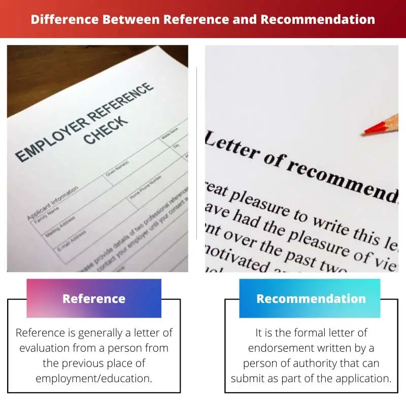 Difference Between Reference and Recommendation