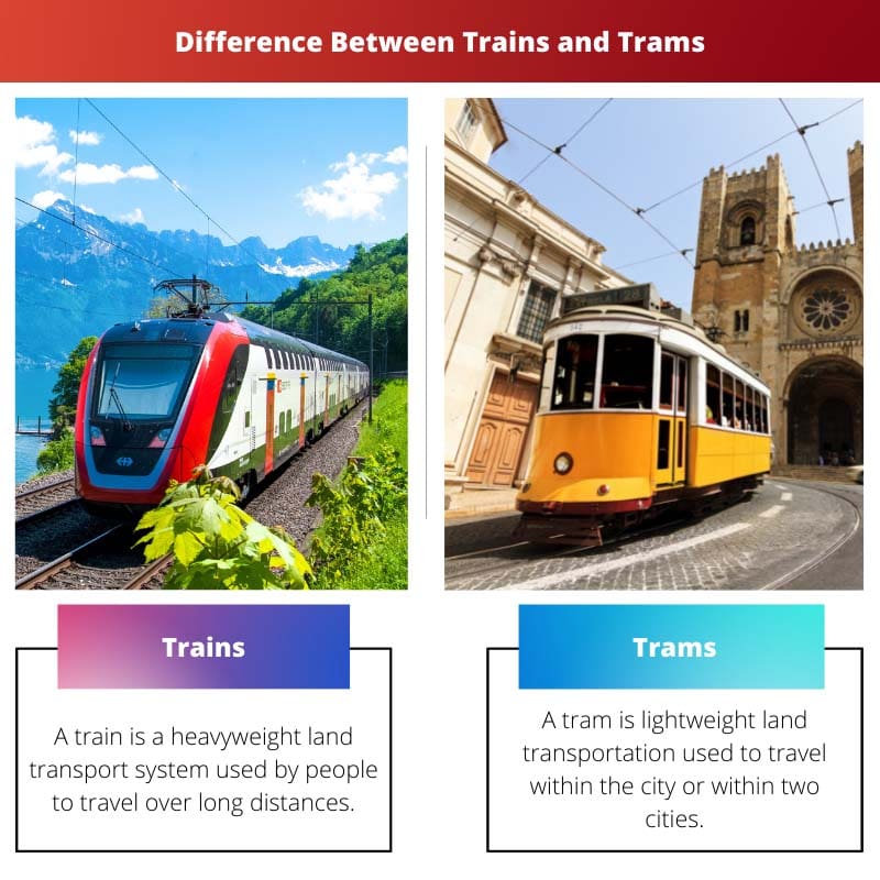 ความแตกต่างระหว่างรถไฟและรถราง